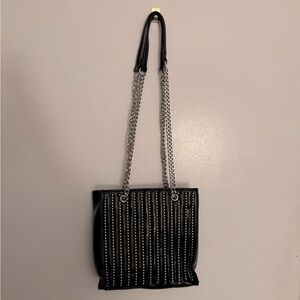 TOPSHOP Black Studded Chain Strap Bag